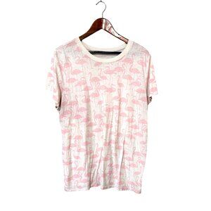 Torrid Classic Fit Flamingo Print Lightweight T-Shirt Womens Size 1 Pink & White